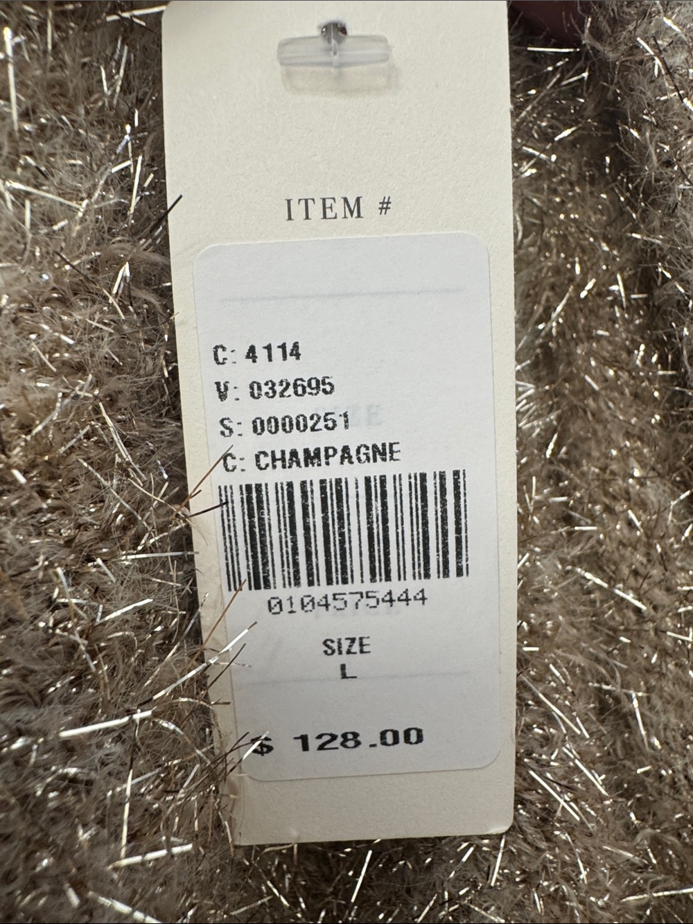 Anthropologie Sparkle Champagne Off-the-Shoulder Fuzzy Sweater - Picture 4 of 4